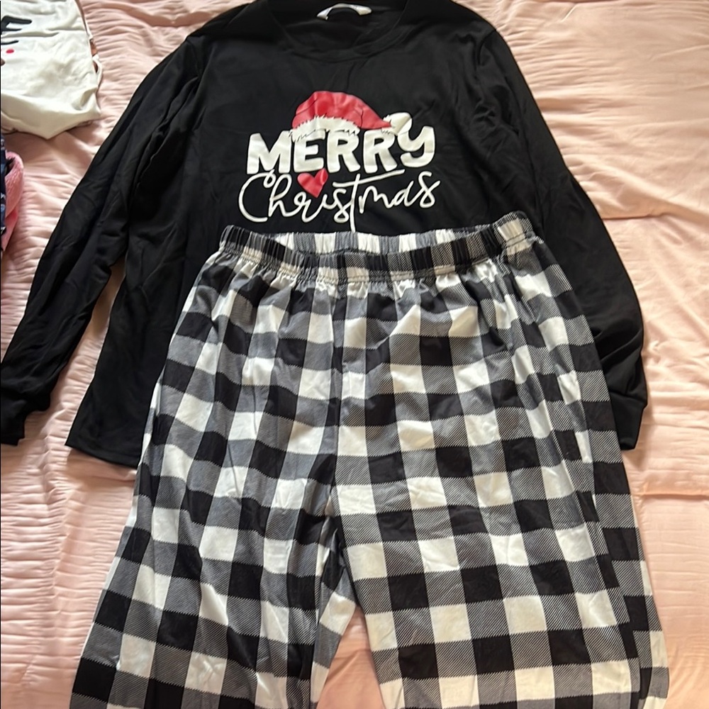 Womens Christmas Pajamas - Black and White Checkered Set